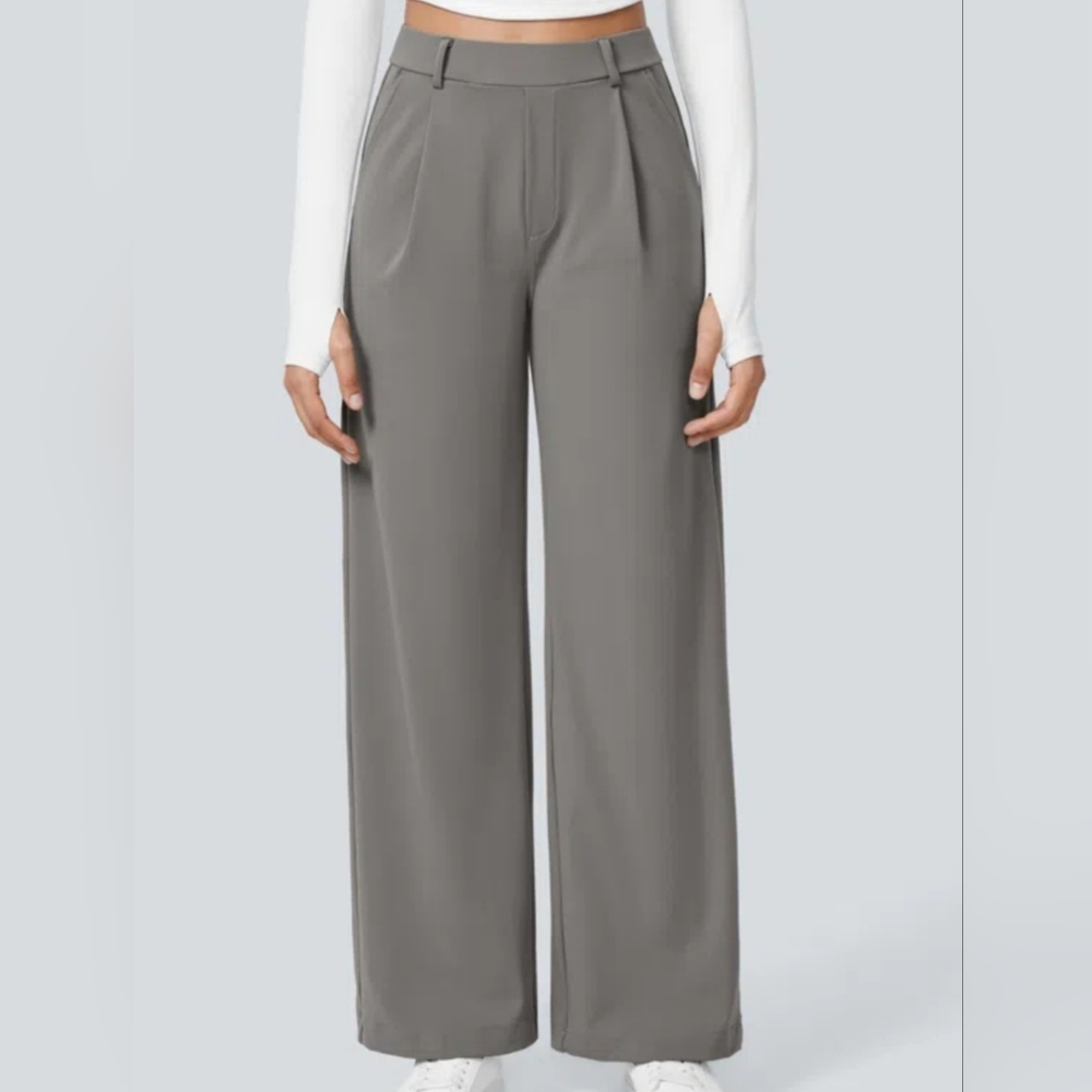 Elegant Gray Wide-Leg Pants